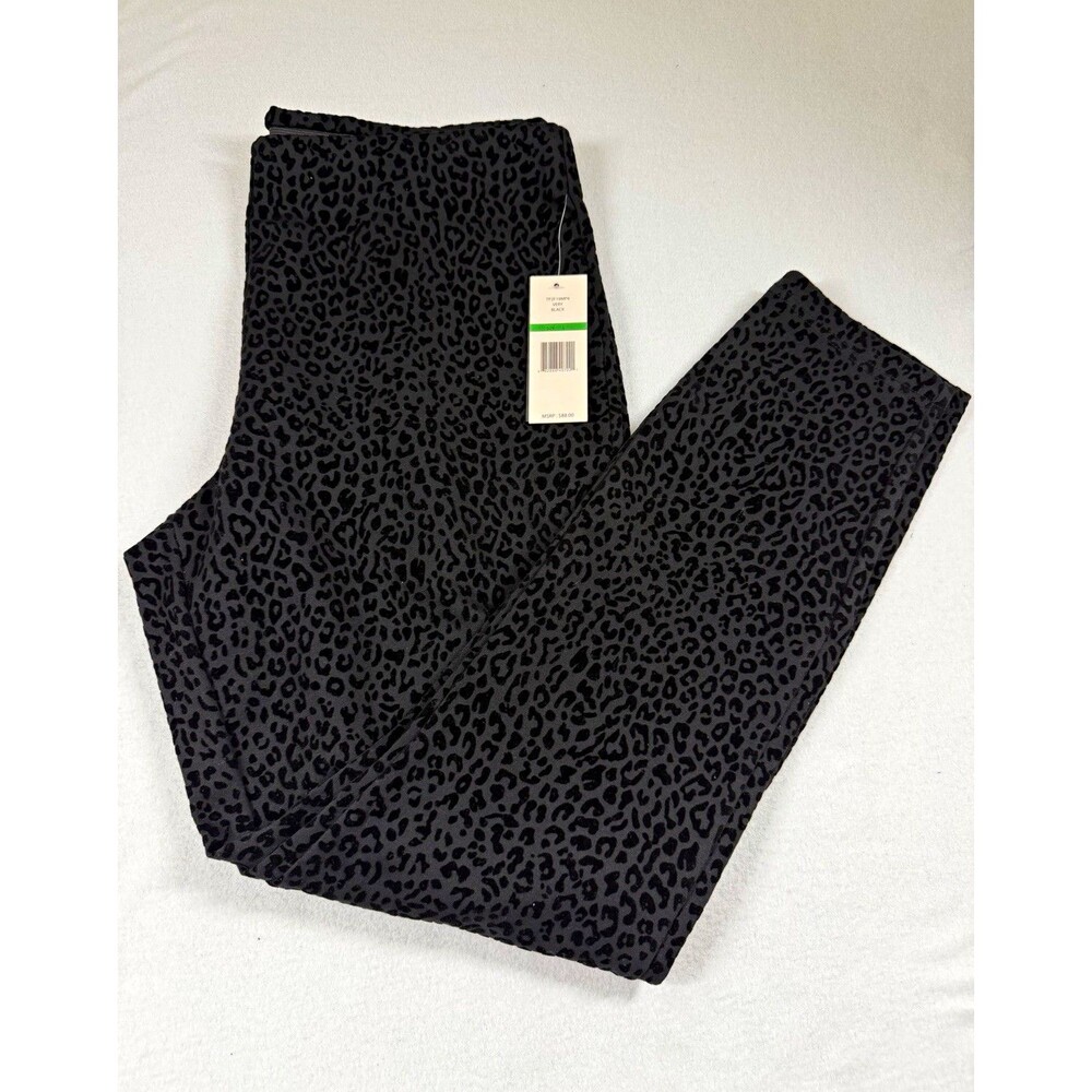 Nanette Lepore Womens Dress Pants L Black Velvet Animal Print Elastic Waist  433